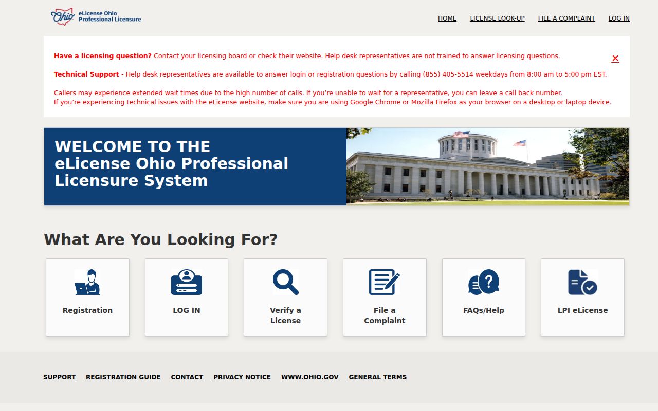 Akron residents directory Ohio professional license portal