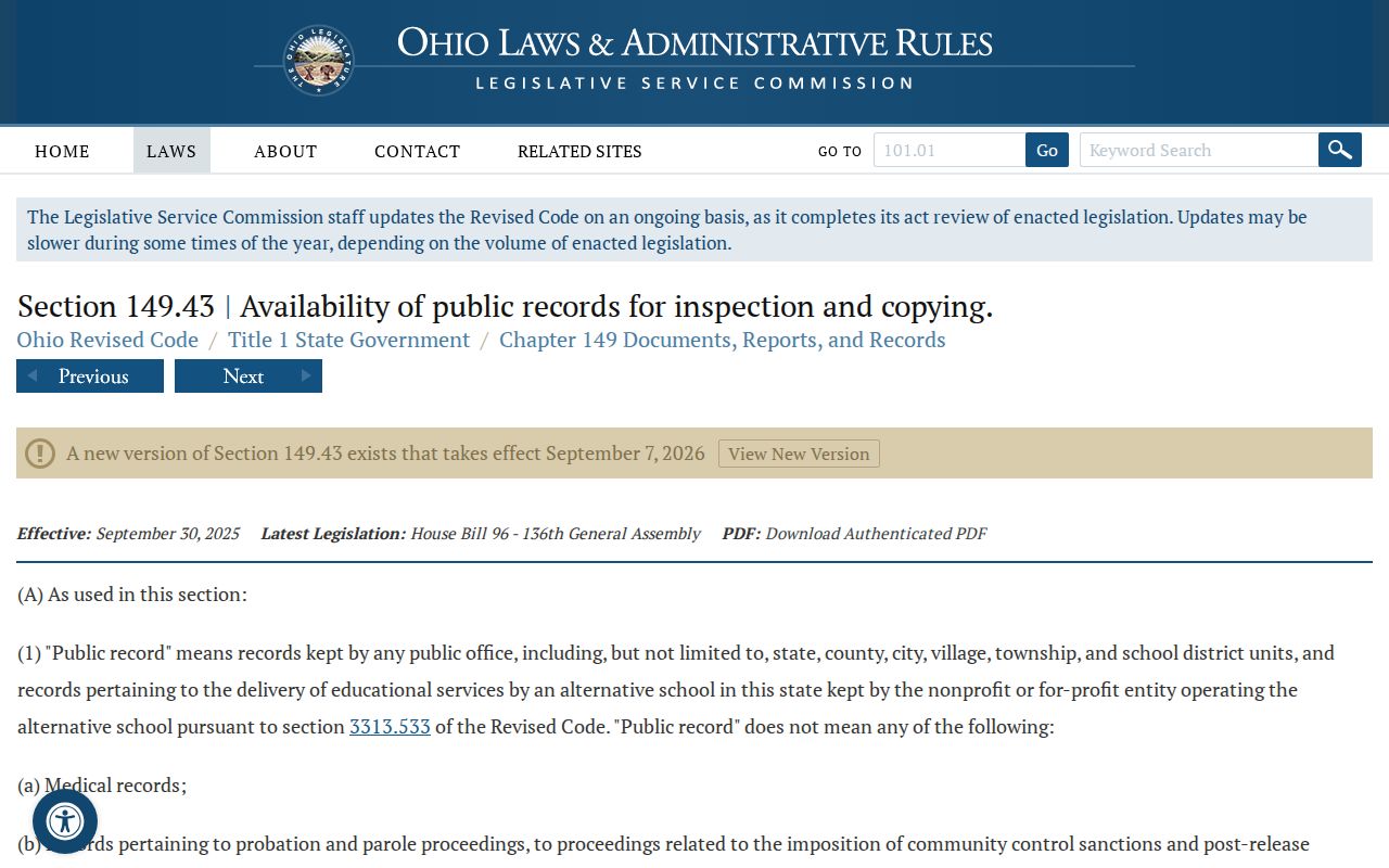 Akron residents directory Ohio Public Records Act