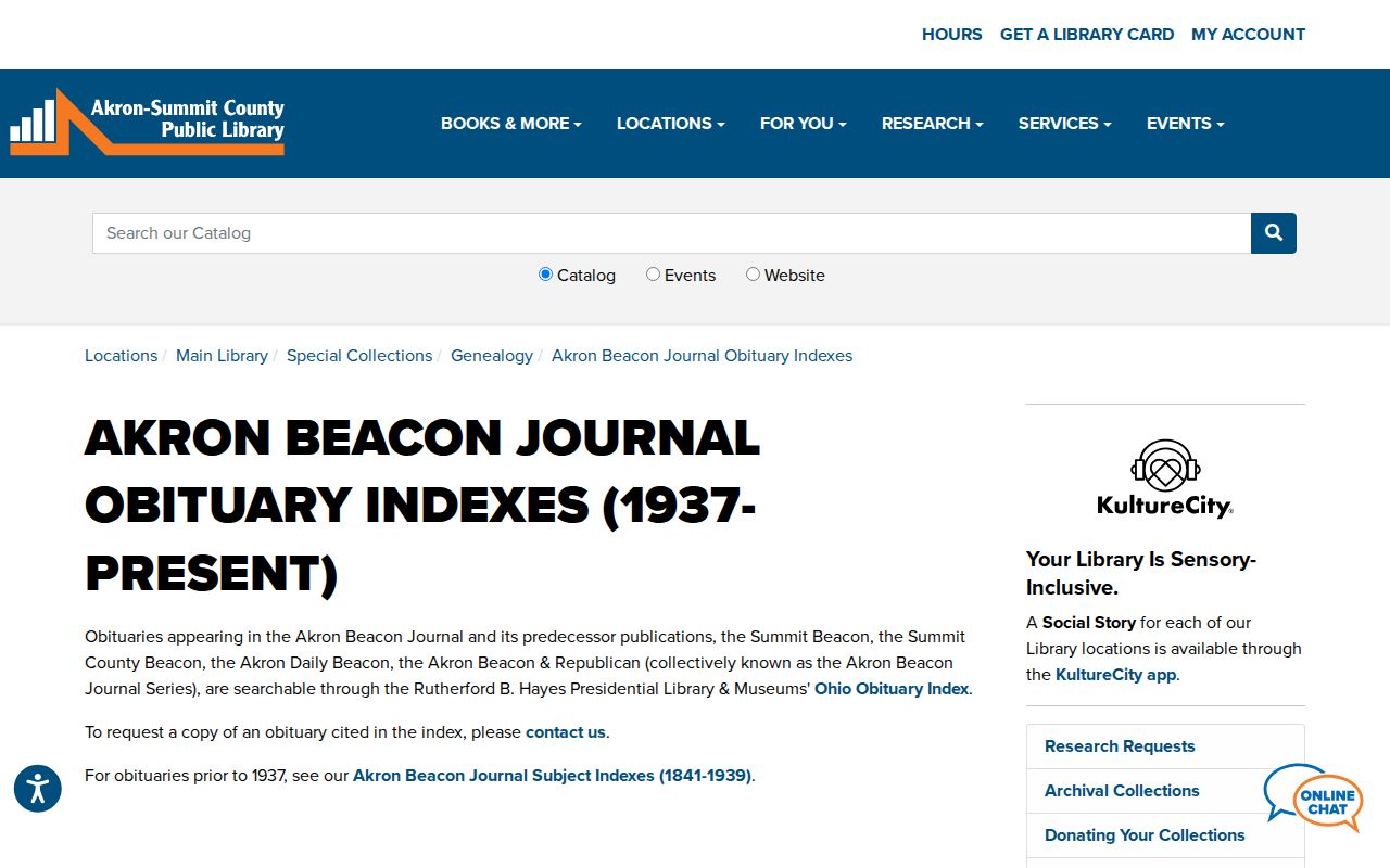 Akron previous residents obituary index research