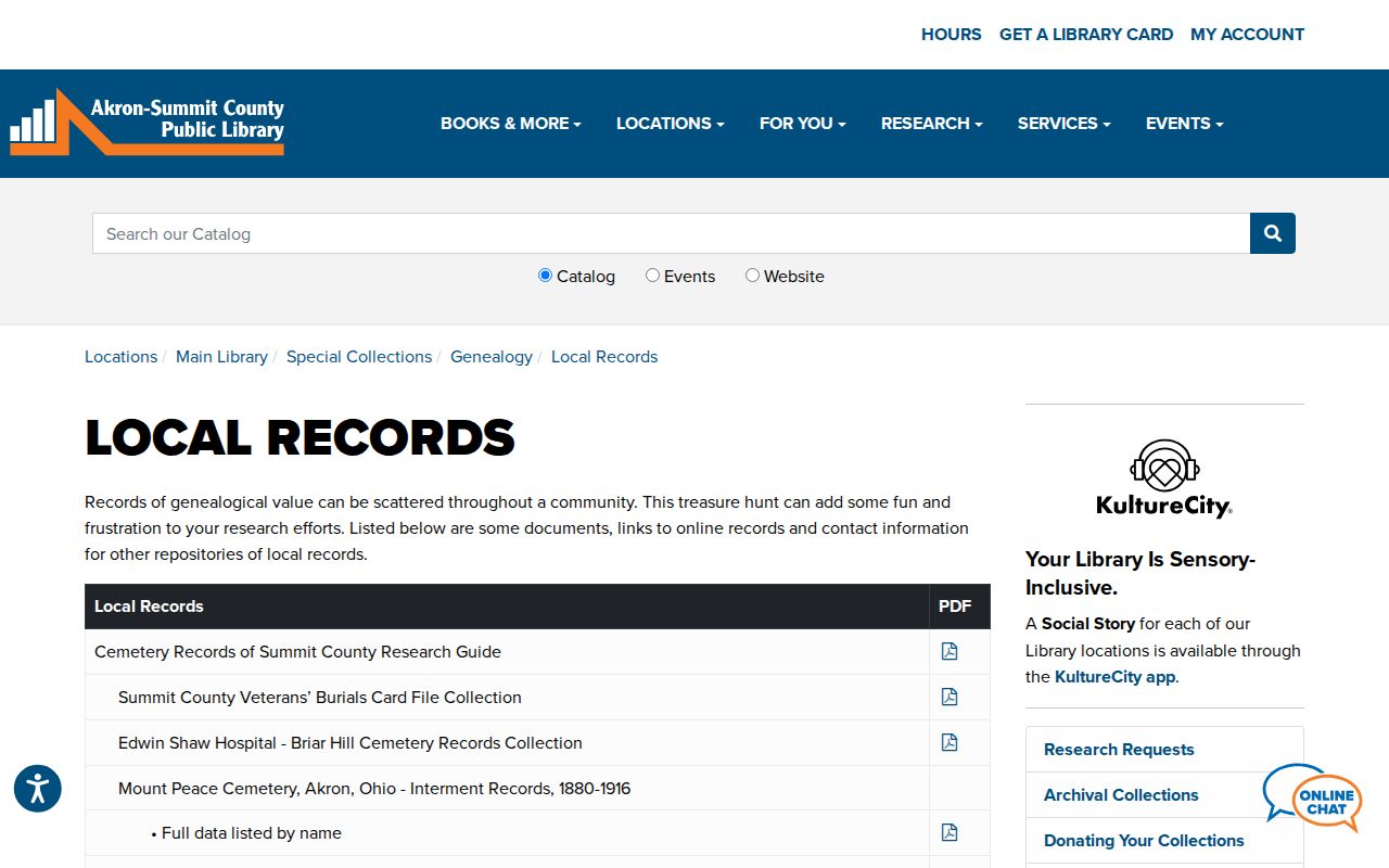 Akron previous residents local historical records collection