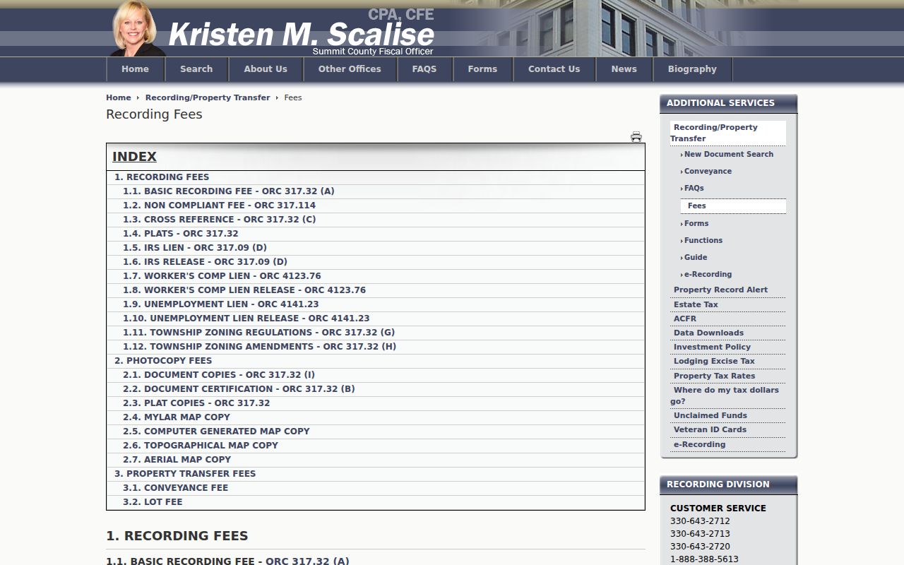 Akron previous residents Recording Division copy and fee information