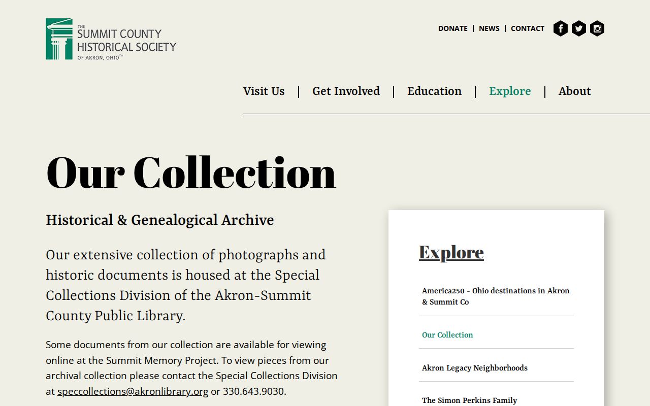 Akron previous residents Summit County Historical Society collection