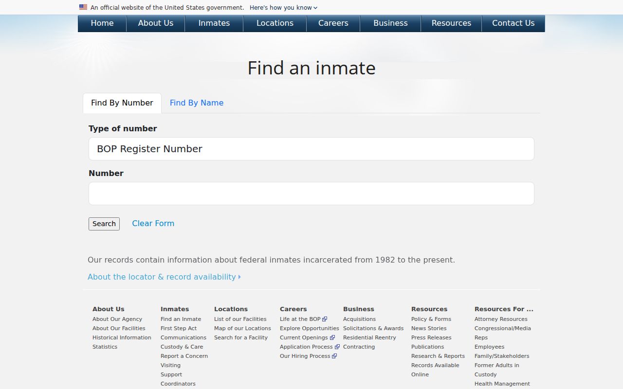 Akron resident lookup reference to the federal inmate locator